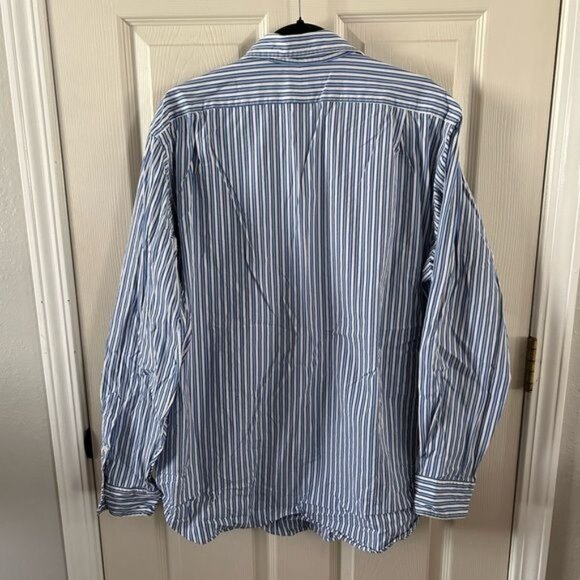Polo by Ralph Lauren Classic Fit Blue Vertical Stripes Button Down Shirt, Sz XL - Picture 11 of 14